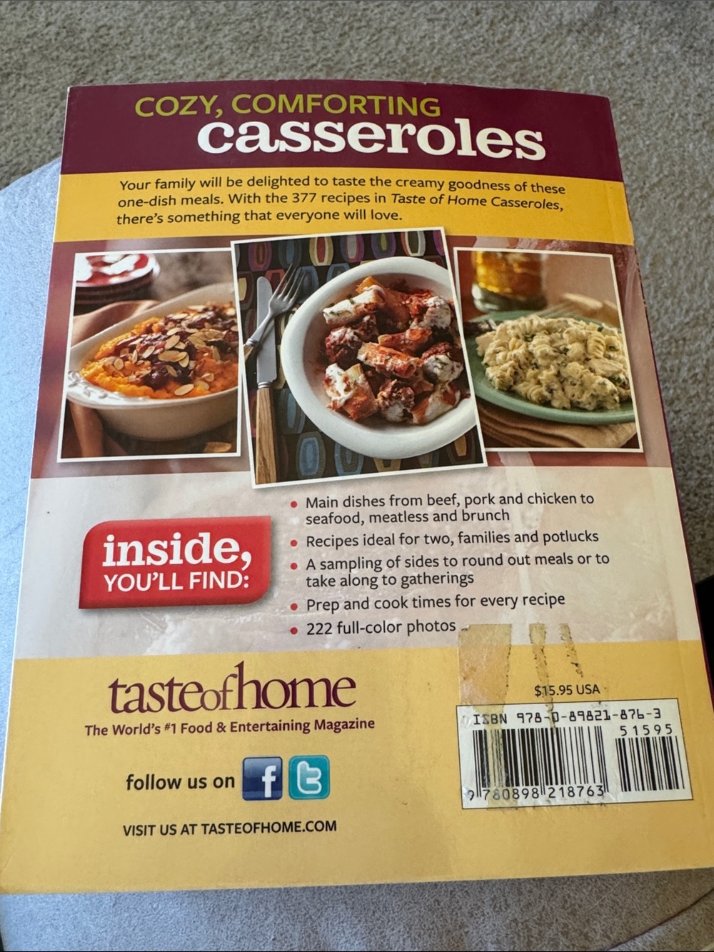 Taste of Home Casseroles 377 Recipe Dishes GUC Cookbook - Picture 5 of 5